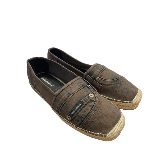 DOLCE & GABBANA Mens Luxury Espadrilles Flats Slip On Denim Logo Size 45/ US 12